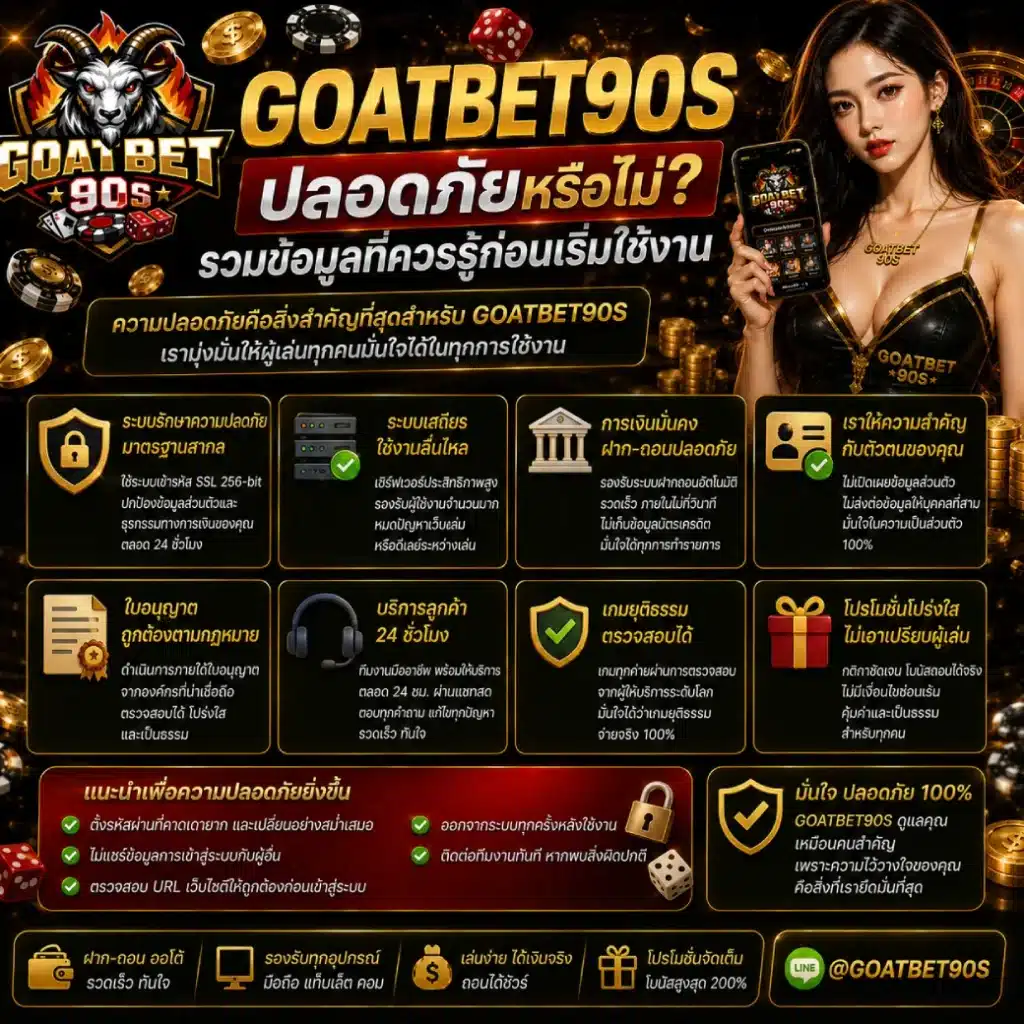 GOATBET90 ปลอดภัยหรือไม่_ รวมข้อมูลที่ควรรู้ก่อนเริ่มใช้งาน